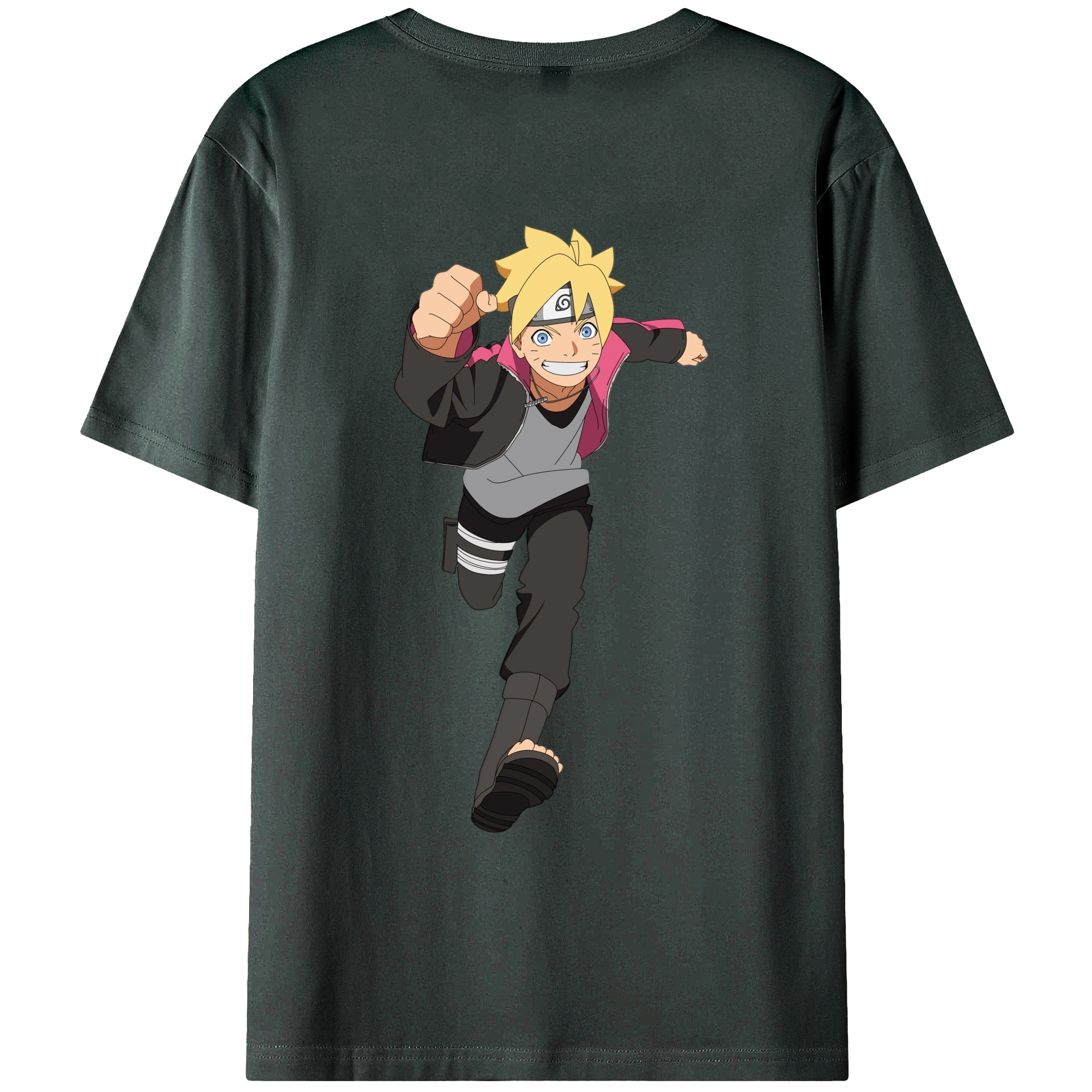 （画像用） NARUTO -ナルト- うずまき ボルト Uzumaki Boruto 綿100％ メンズ半袖Tシャツ（バックプリント） 通気性